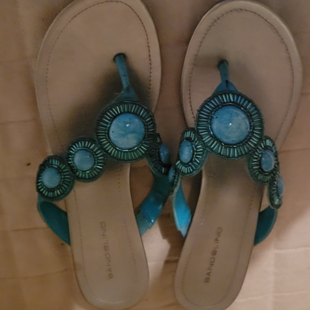 Bandolino Blue Beaded Sandals